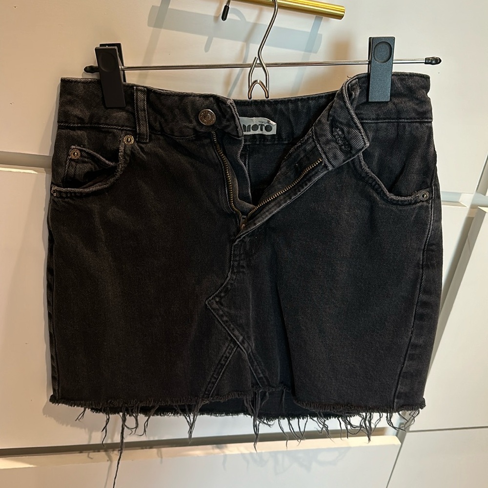 Topshop black denim skirt